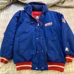 Vintage NY Giants Starter Jacket-Hooded-Full Zip Men’s Large L Mint Condition